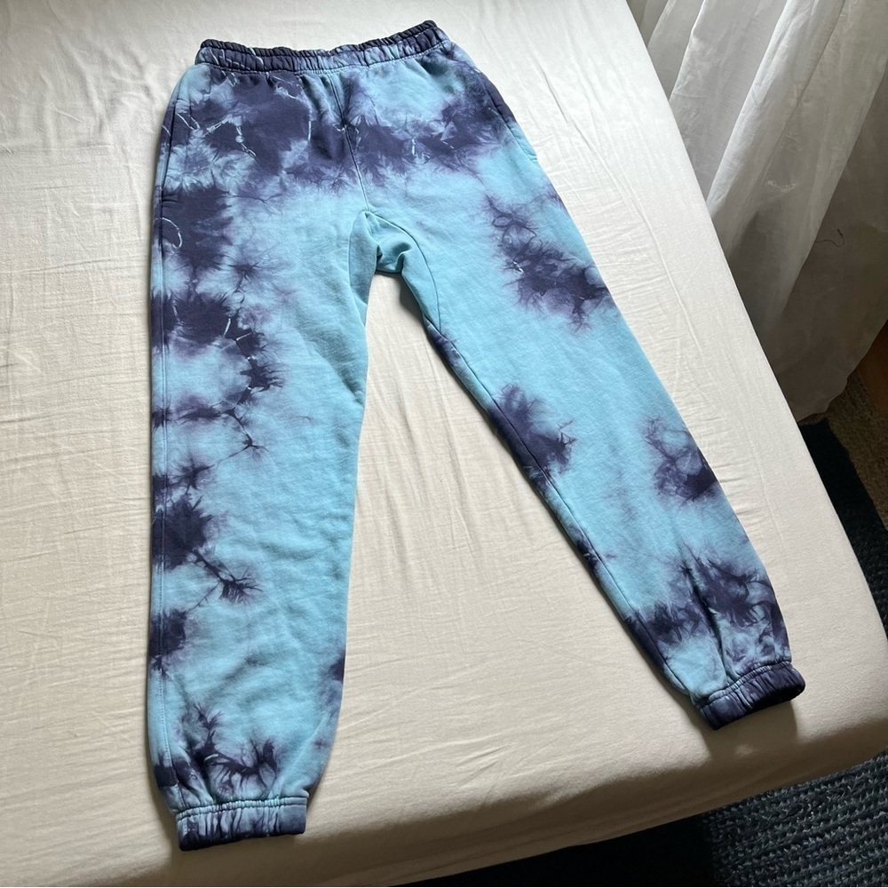MAX ROUX blue tie dye knit fleece elastic waist jogger‎ sweat pants
